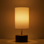 Cozylumi™ Woodgrain Touch Table Lamp, Walnut and Brushed Brass Finish, 16.25 in