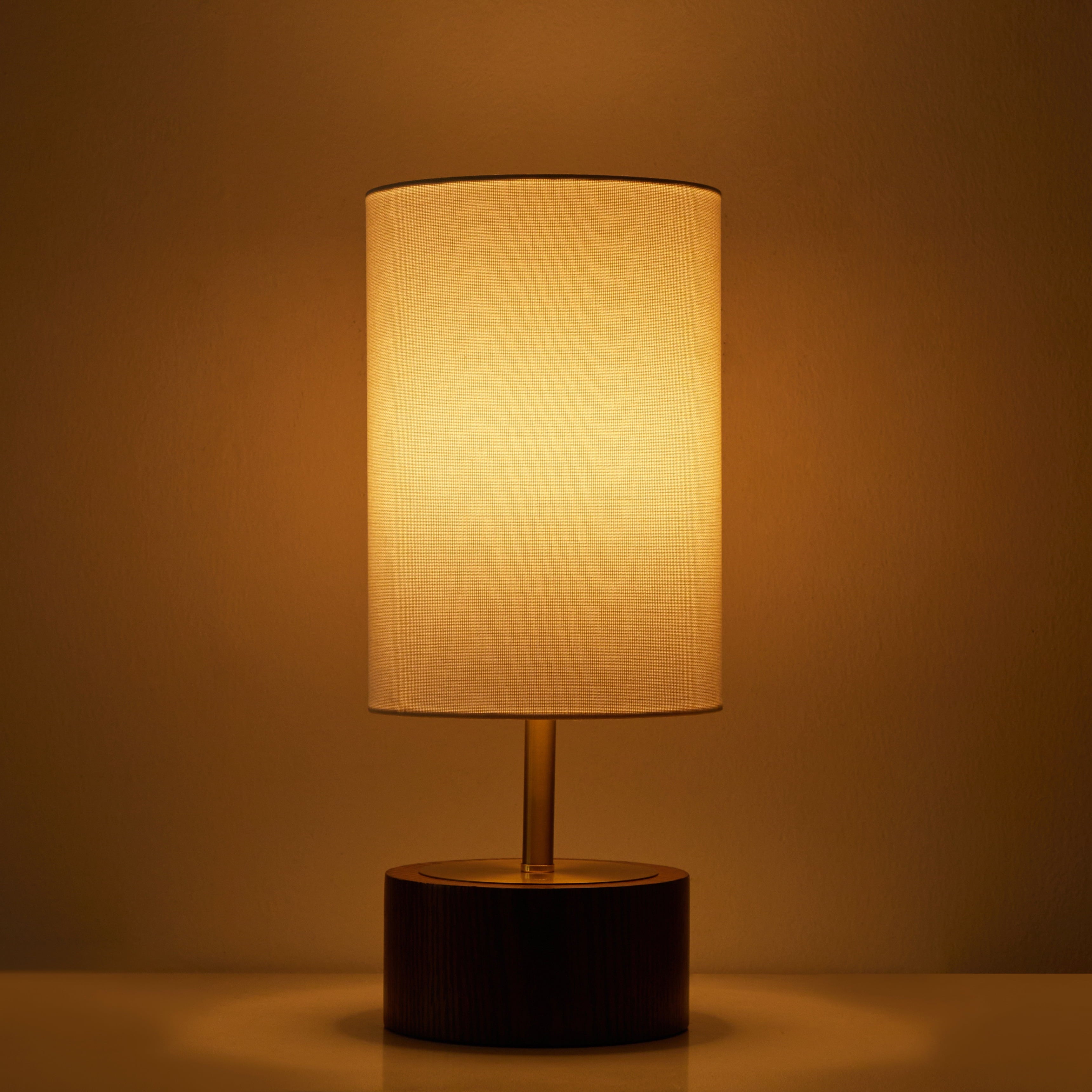 Cozylumi™ Woodgrain Touch Table Lamp, Walnut and Brushed Brass Finish, 16.25 in