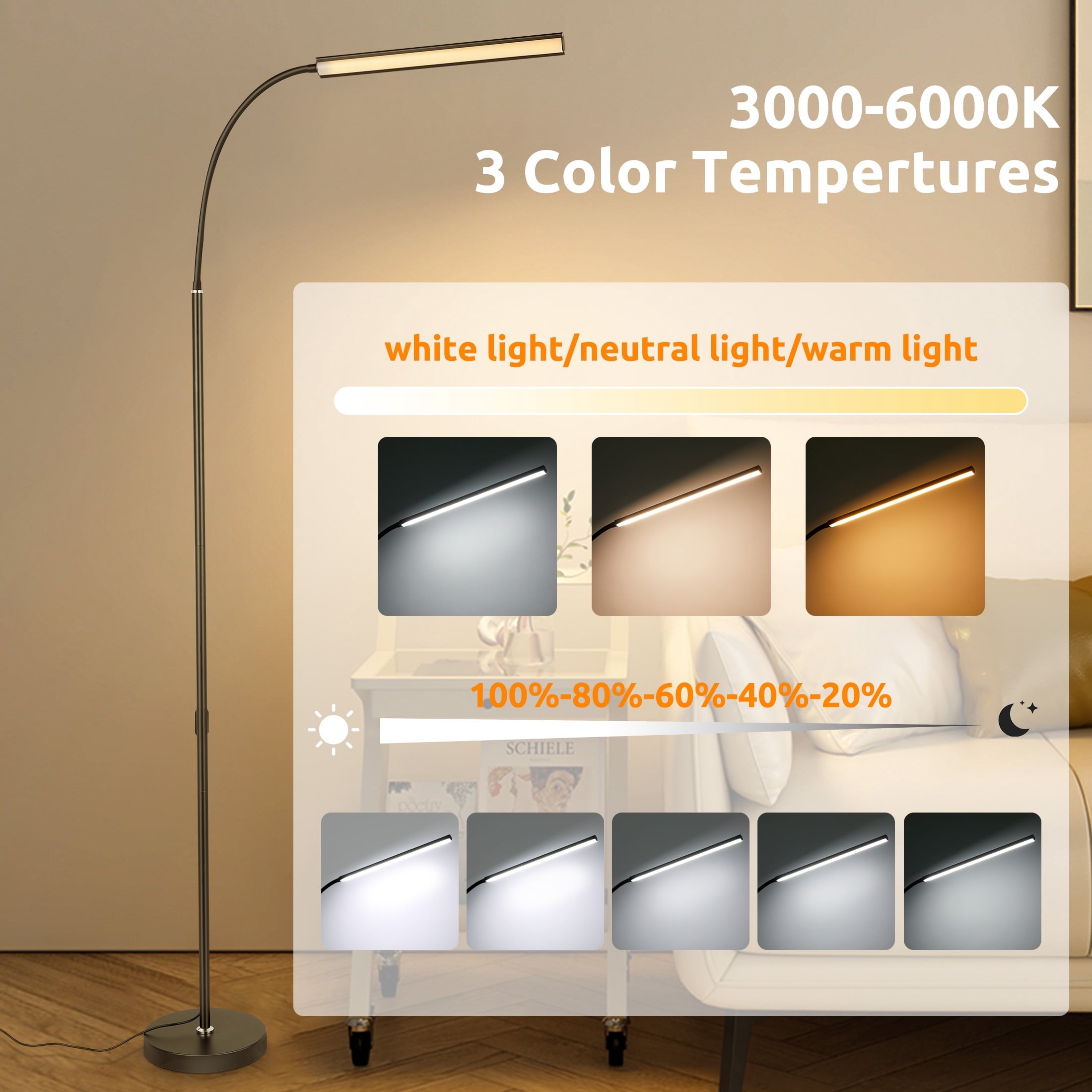 Cozylumi™ Onekawa Floor Lamps for Living Room,Touchable Floor Lamp,Gooseneck Lamps,3