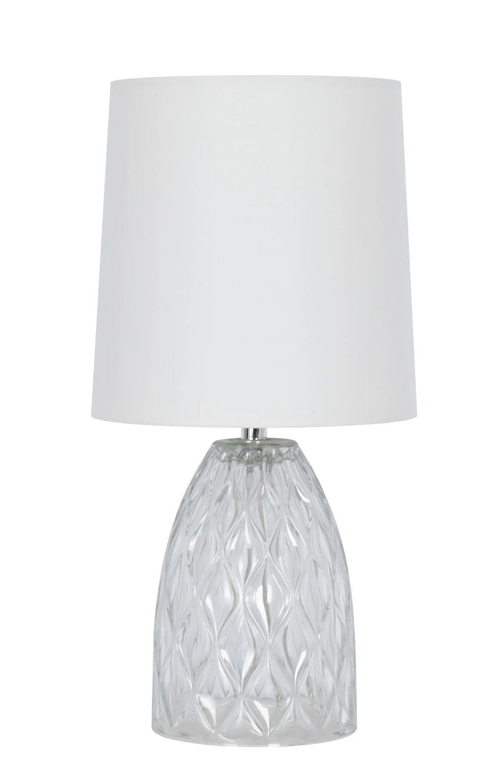 Cozylumi™ Mini Clear Glass Table Lamp with White Shade, 12.75 in