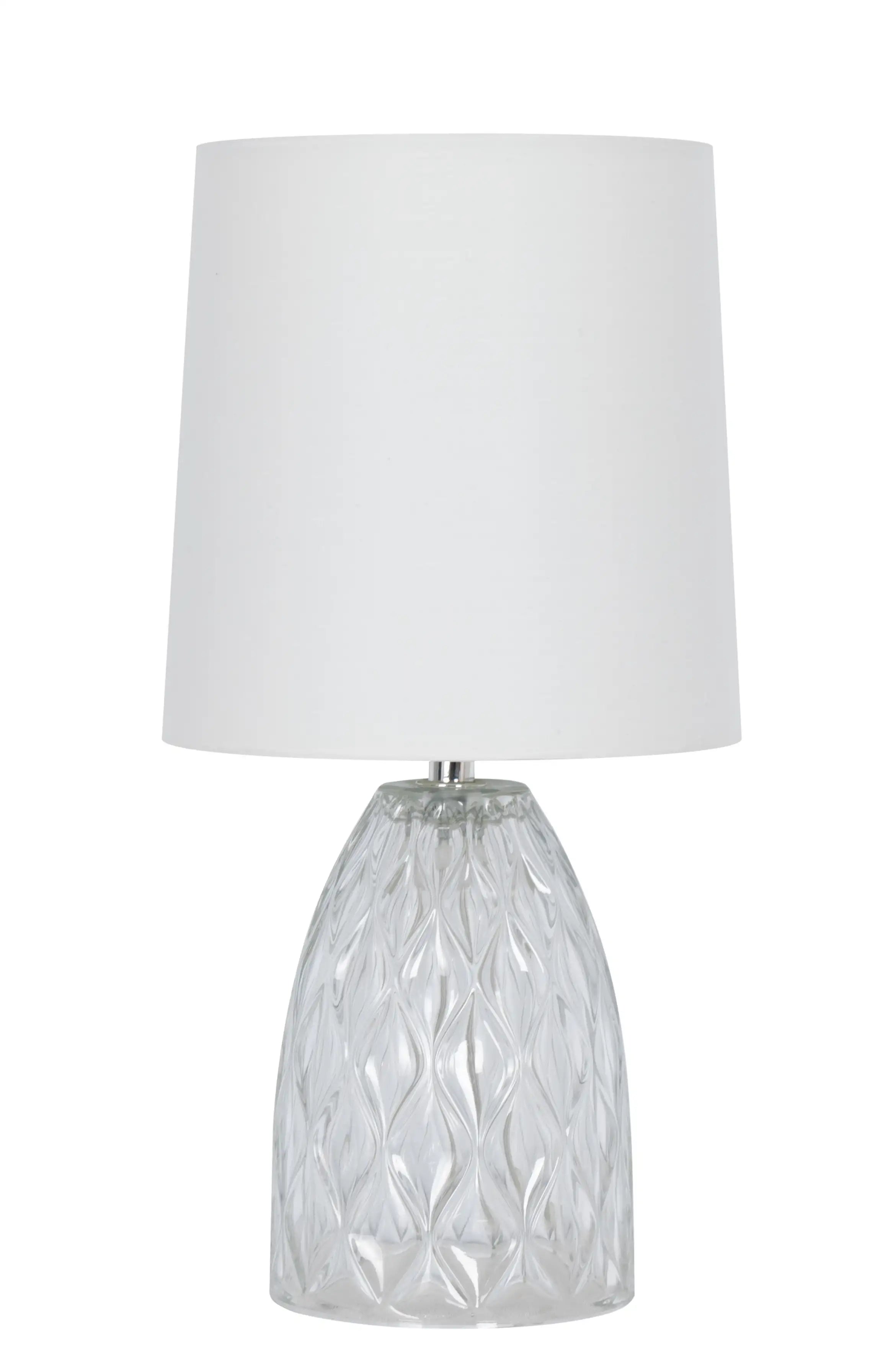 Cozylumi™ Mini Clear Glass Table Lamp with White Shade, 12.75 in