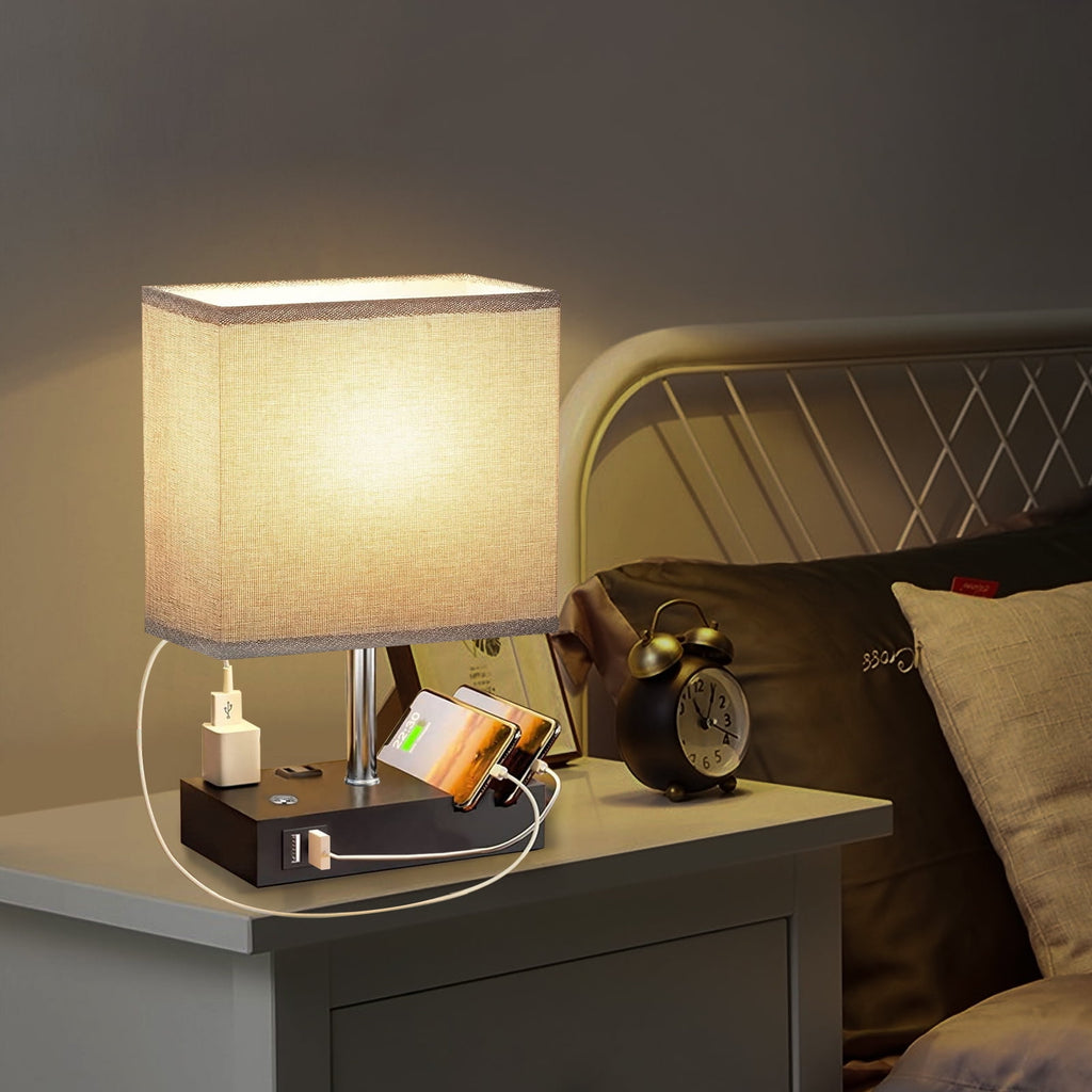 Cozylumi™ IJIL Table Lamp for Bedroom, 15.7" Two Fast USB Charging Ports Touch Desk