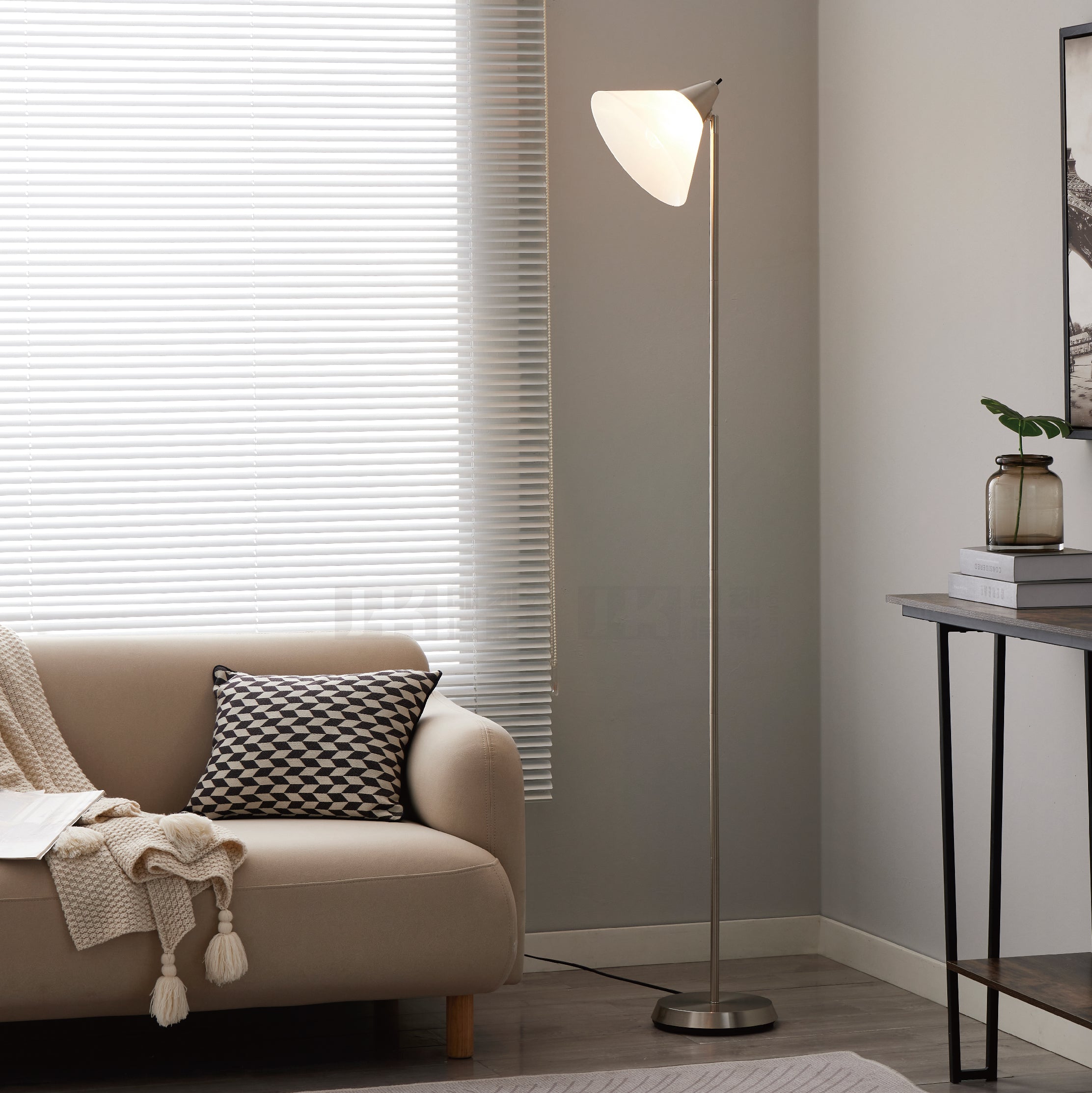 Cozylumi™ HonoDing 71-inch Adjustable Floor Lamp with Acrylic Shade & Satin Nickel Finish
