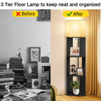 Cozylumi™ Floor Lamp with Shelves, Standing Lamp with 3 Color Temperature LED Bulb for