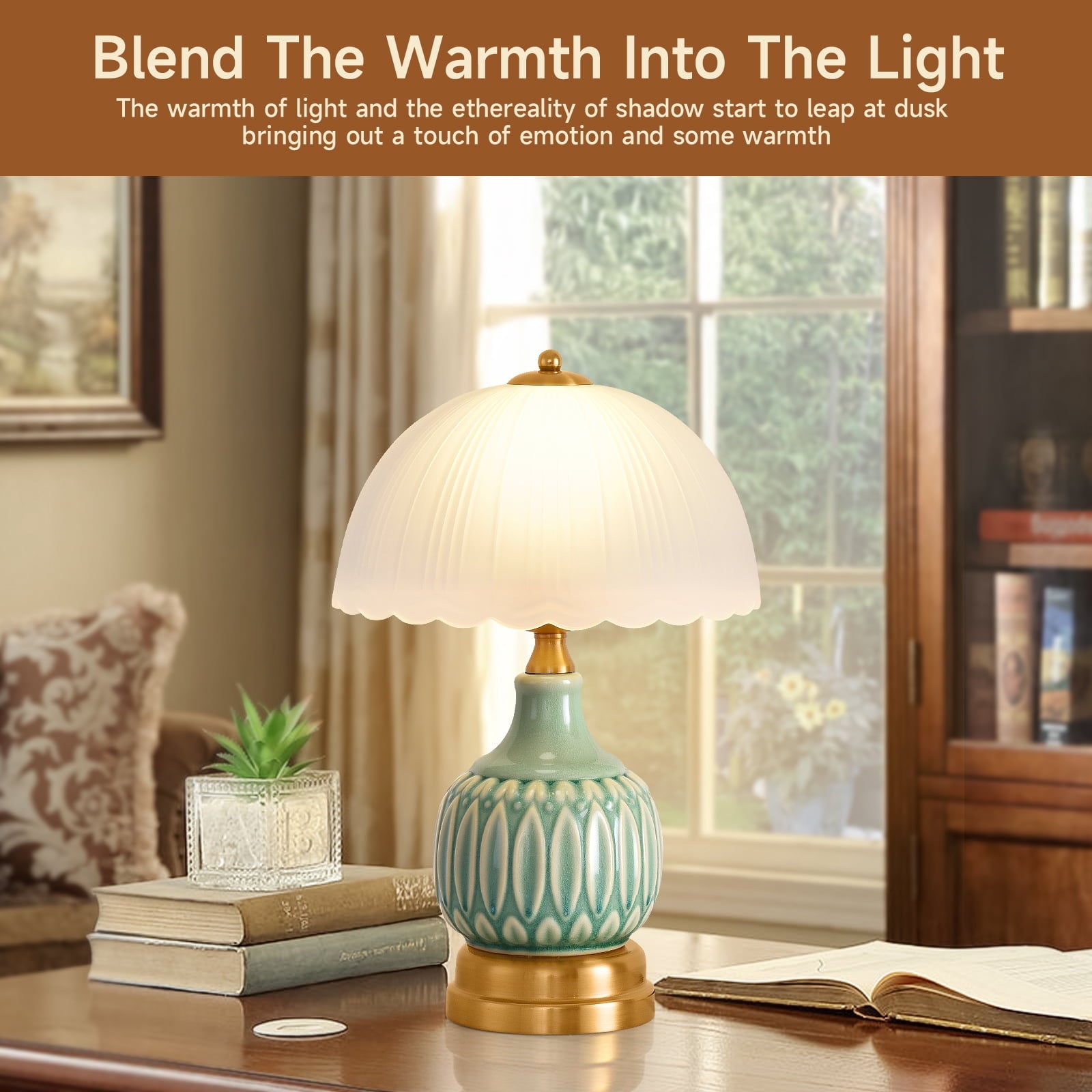 Cozylumi™ Table Lamps for Bedroom Vintage Golden Table Lamps for Bedroom Ceramic Retro