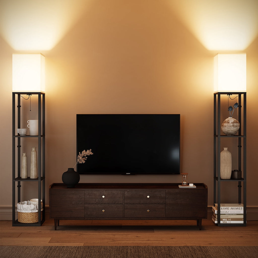 Cozylumi™ 63'' Floor Lamps with Shelves, Home Standing Lamp, Include 1000 Lumens