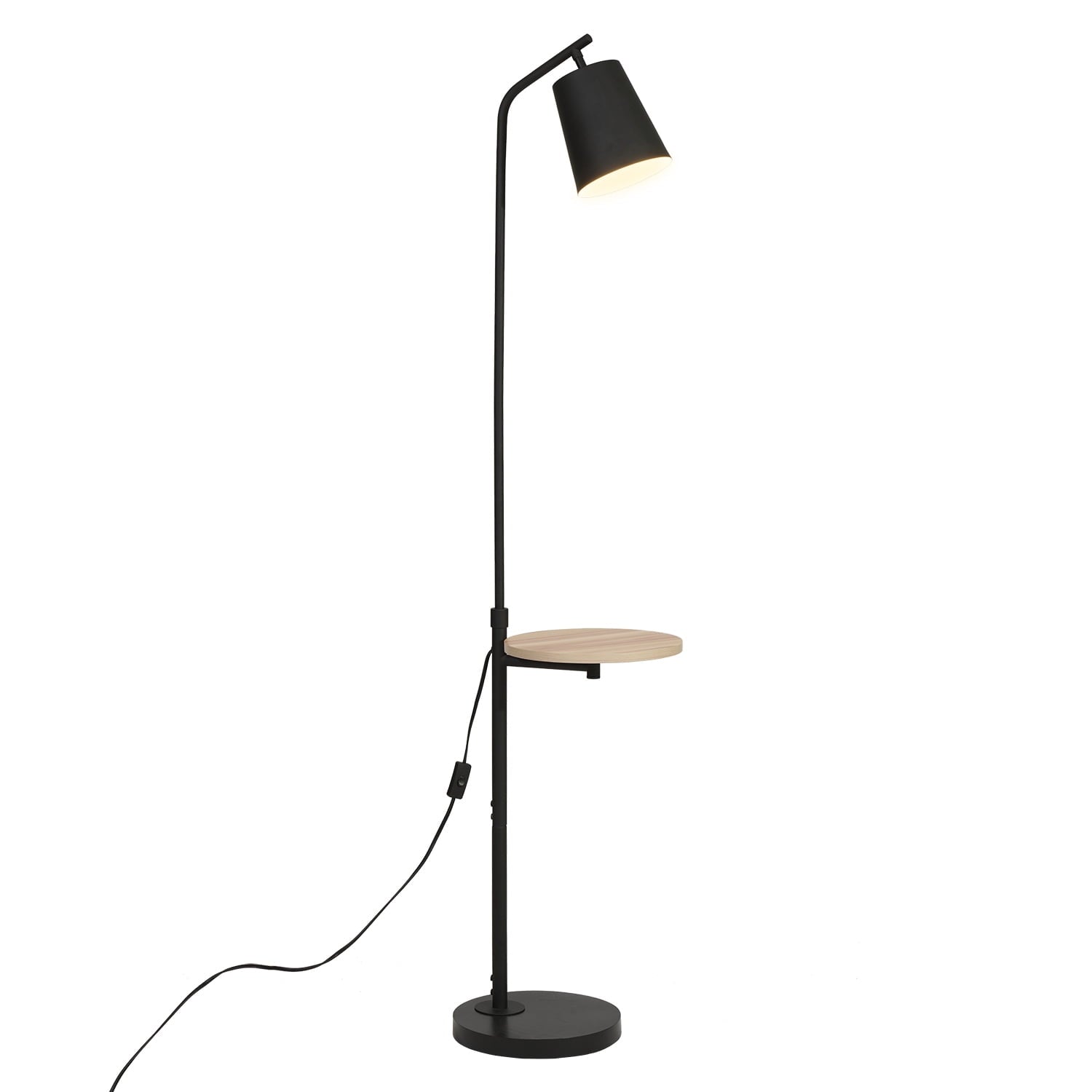 Cozylumi™ 65" Modern Adjustable Head Matte Black Floor Lamp with Black Conical