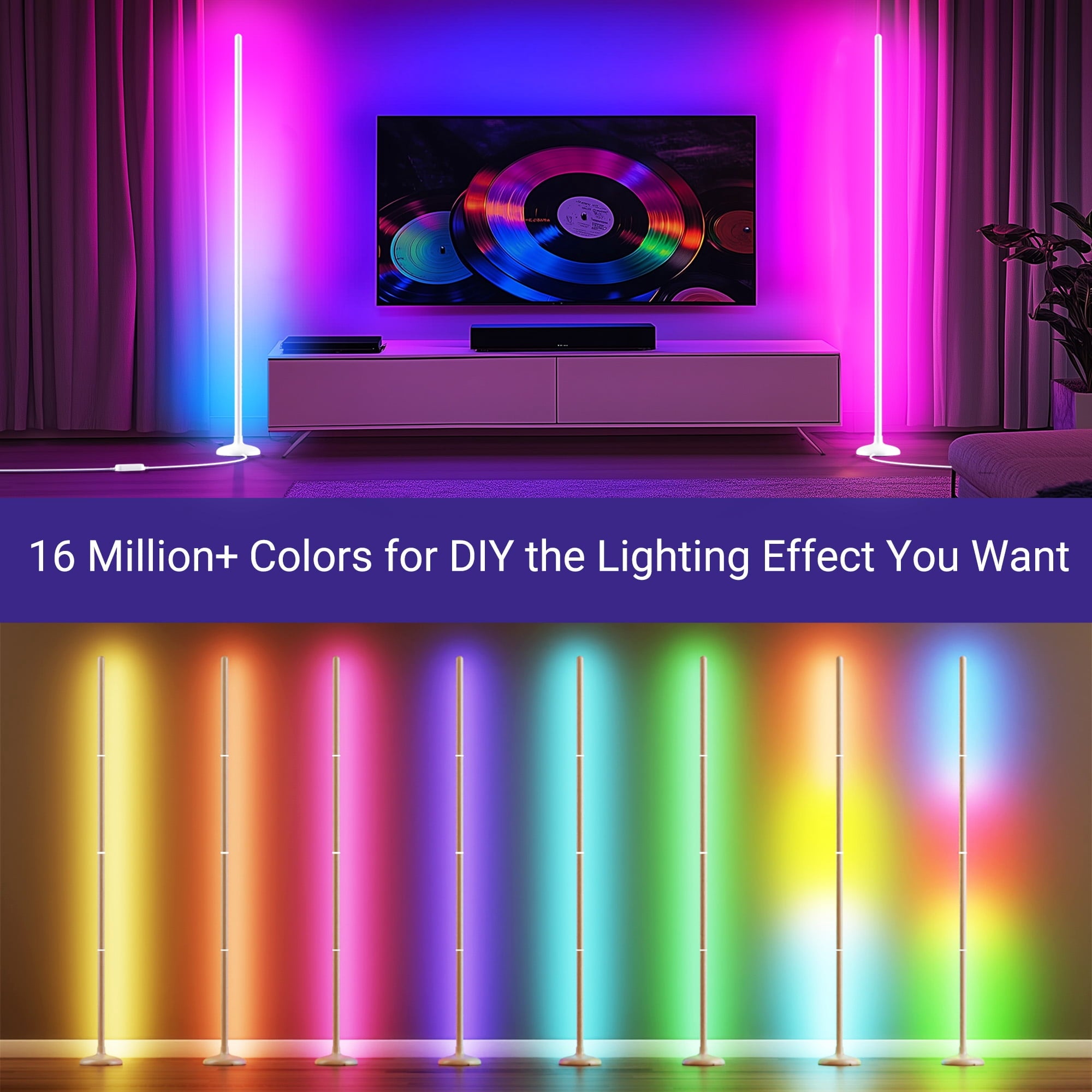 Cozylumi™ VIPLIKE Led Corner Floor Lamp,Smart APP&Remote Control Colors Changing Lamps