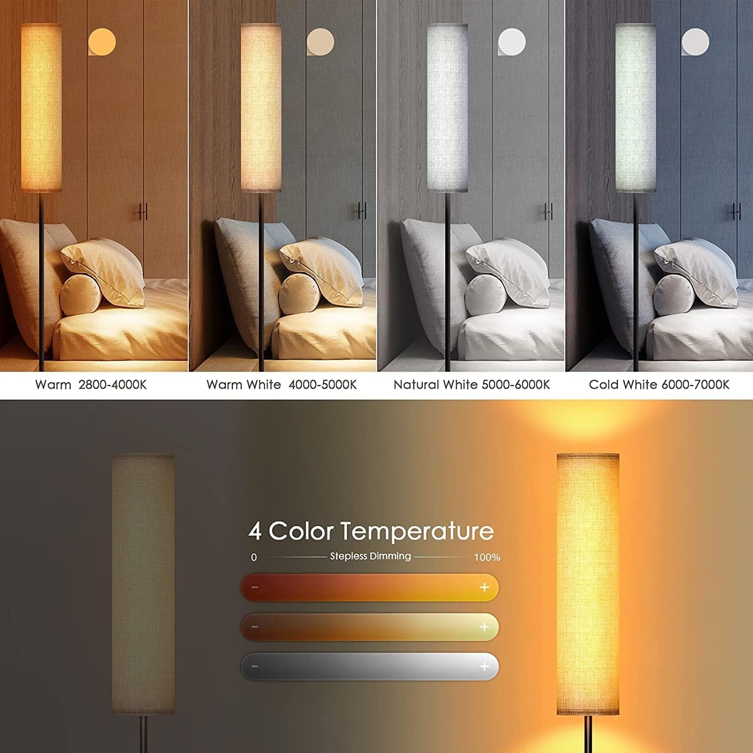 Cozylumi™ Floor Lamp for Bedroom Living Room Office with Remote Control Modern Living