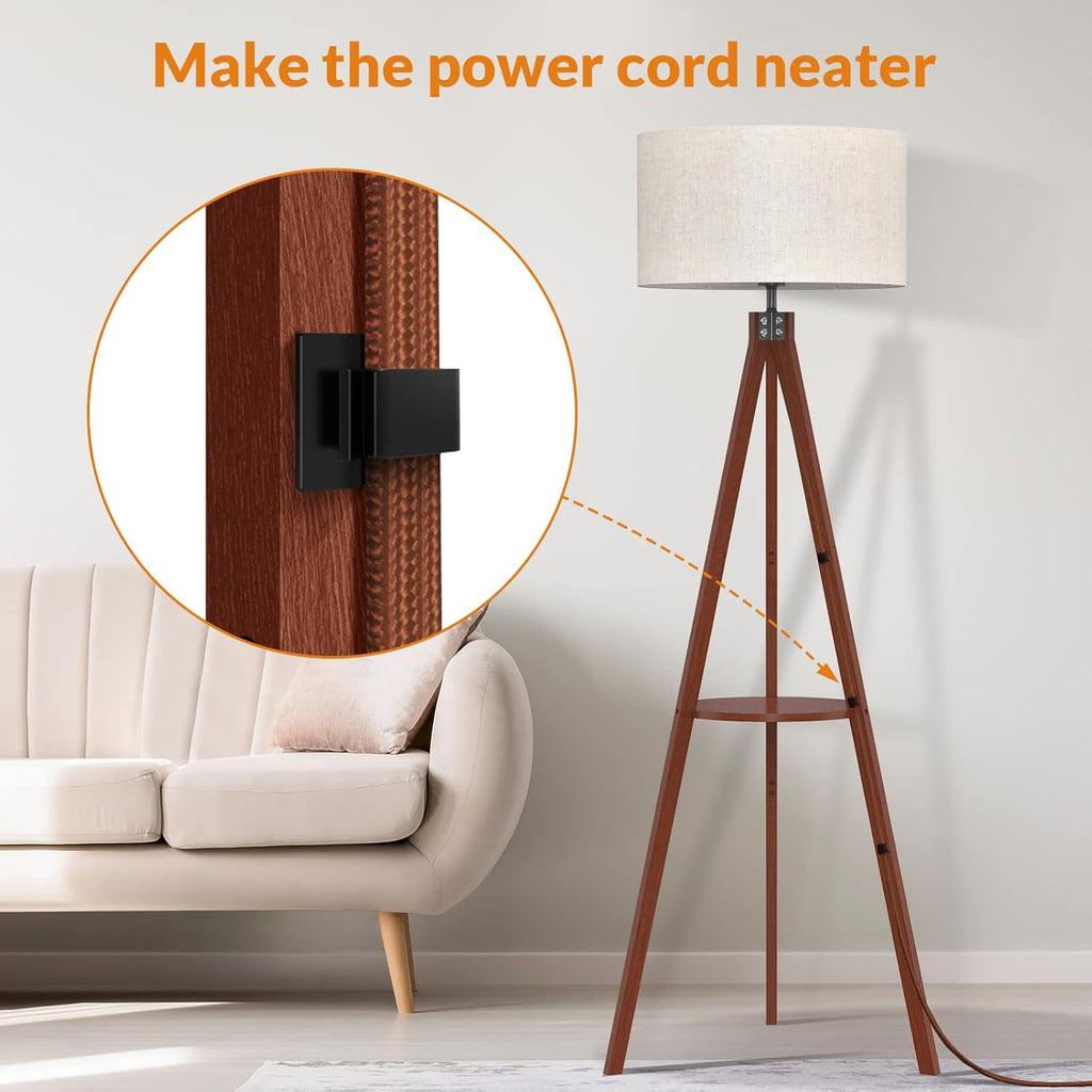 Cozylumi™ Tripod Floor Lamp, Mid Century Wood Standing Lamp, Modern Design Shelf Floor