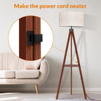 Cozylumi™ Tripod Floor Lamp, Mid Century Wood Standing Lamp, Modern Design Shelf Floor