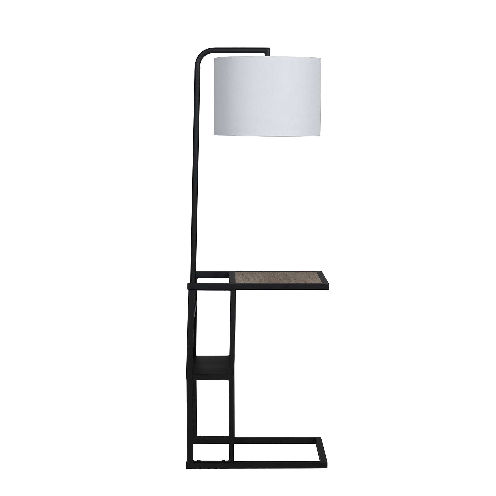 Cozylumi™ 54" Matte Black Metal Floor Lamp with Faux Wood Table and Magazine Rack