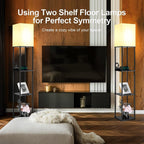 Cozylumi™ Floor Lamp w. Shelves Including 2AC Outlets & 2USB Ports 9W LED Light Bulb 3