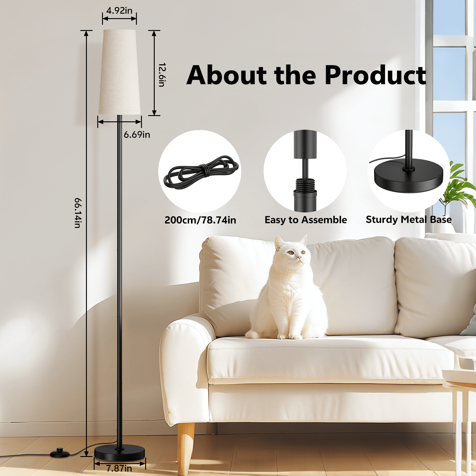 Cozylumi™ 66" Floor Lamp for Living Room, Modern Standing Lamp with 3 Color
