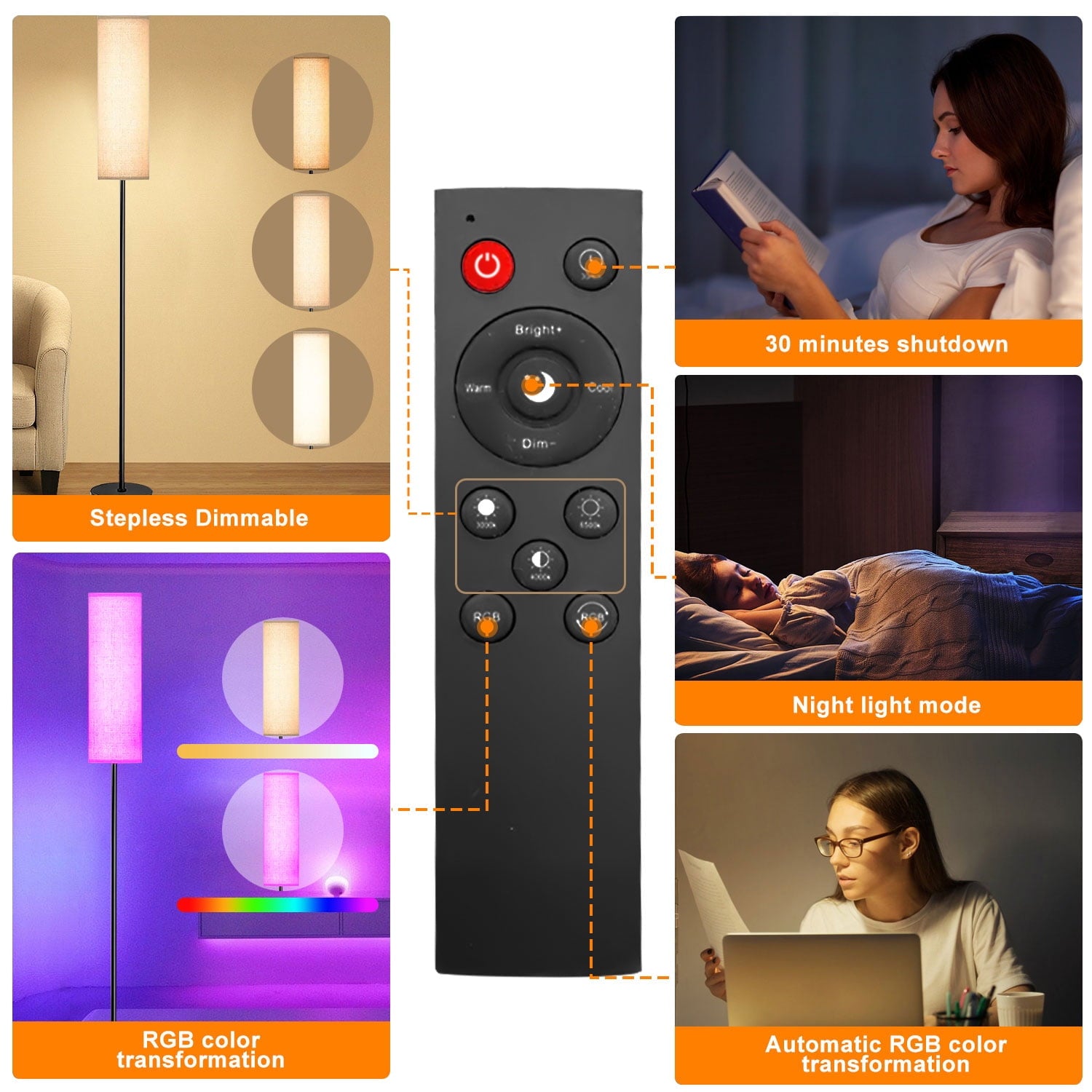 Cozylumi™ Floor Lamp, 67" Metal Modern Standing Lamp with Remote & Wifi APP Control