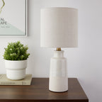 Cozylumi™ 17 in Reactive Glaze Ceramic Table Lamp with Off-White Shade