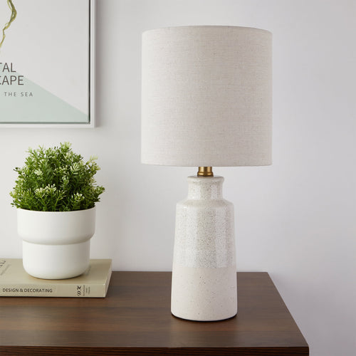 Cozylumi™ 17 in Reactive Glaze Ceramic Table Lamp with Off-White Shade