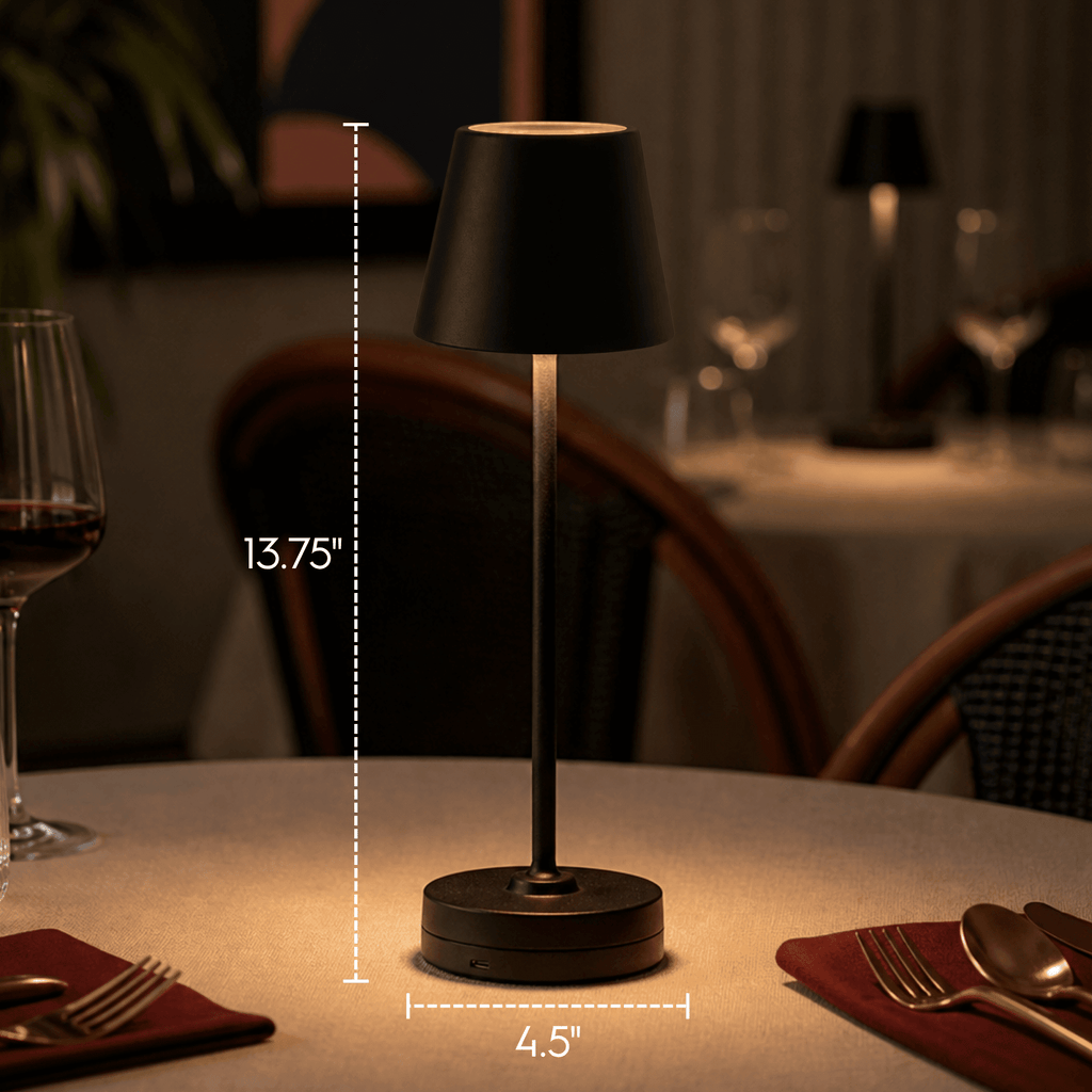 Cozylumi™ 14 Inch Rechargeable Color-Changing Table Lamp, Black, Indoor/Outdoor