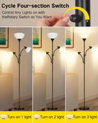 Cozylumi™ Floor Lamp with Reading Light for Living Room, LED Standing Lampwith Remote