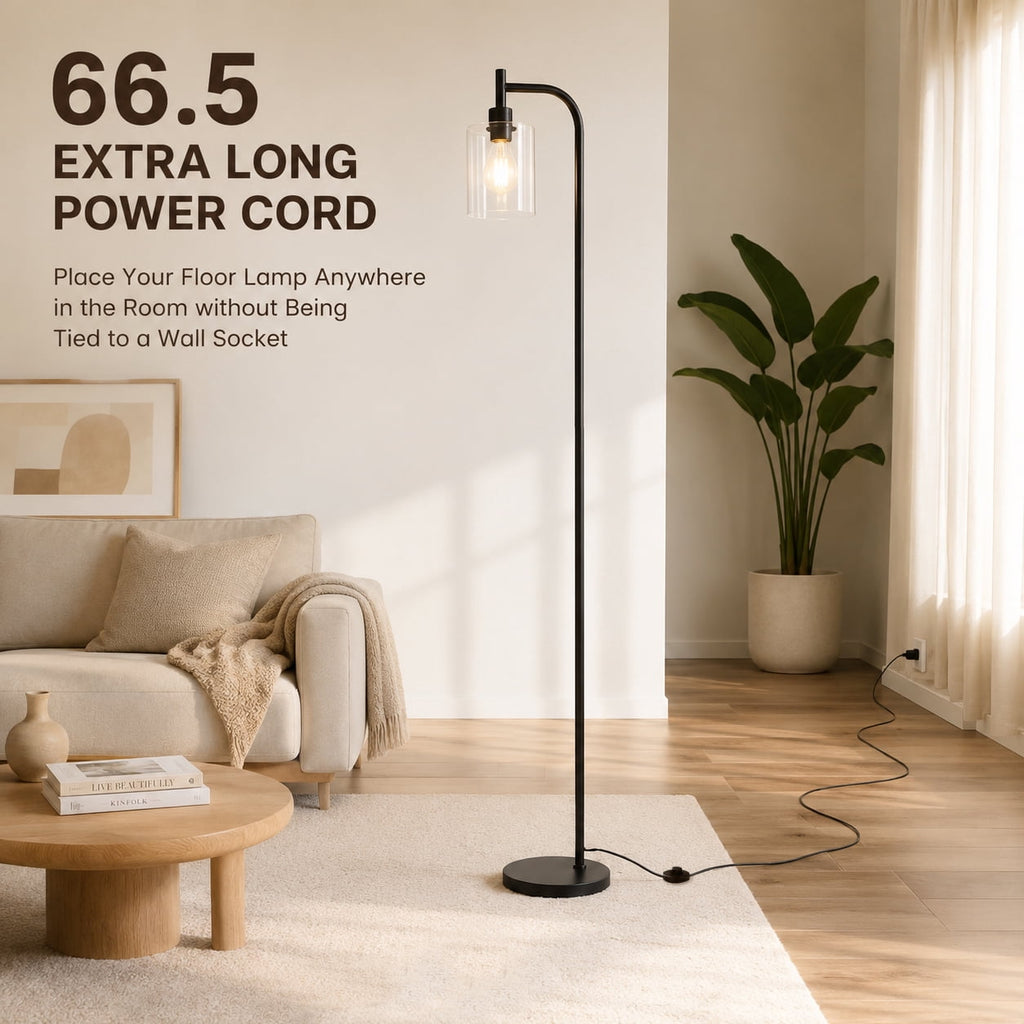 Cozylumi™ Coliware Arc Floor Lamp with Acrylic Lampshade, Modern Tall Standing Lamp