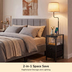 Cozylumi™ 58.2in Floor Lamps with Table for Living Room, USB Charge, Rustic Farmhouse
