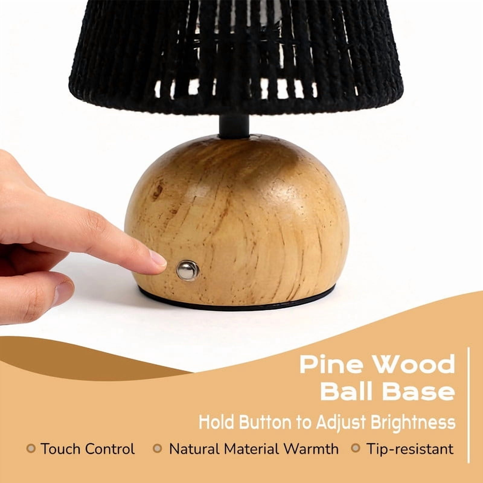 Cozylumi™ Boho Cordless Table Lamp, Rechargeable Touch Control Dimmable Night Light