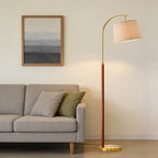 Cozylumi™ 62.5" Farmhouse Floor Lamp with Linen Shade, MDF and Metal, Foot Switch