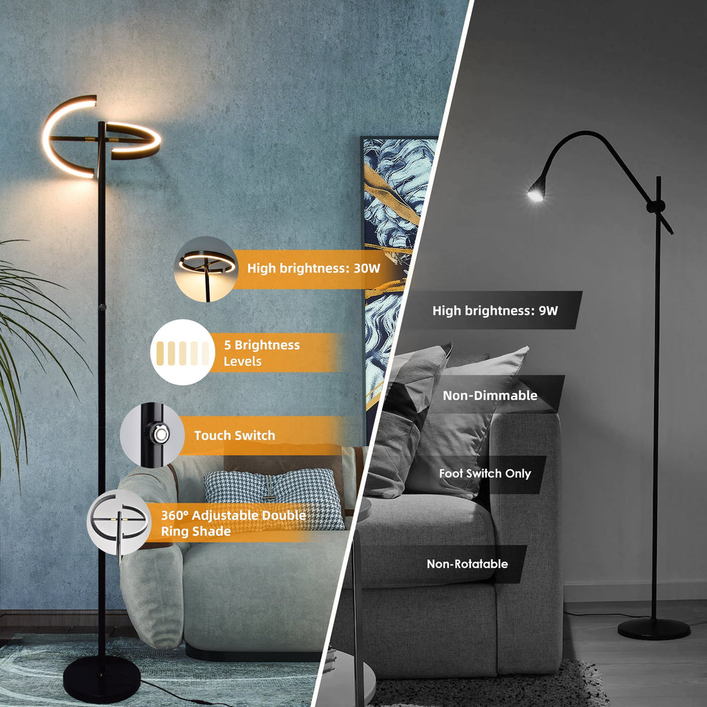 Cozylumi™ Hlite LED Floor Lamp,Rotatable Standing Lamp with Touch Control, 30W Modern