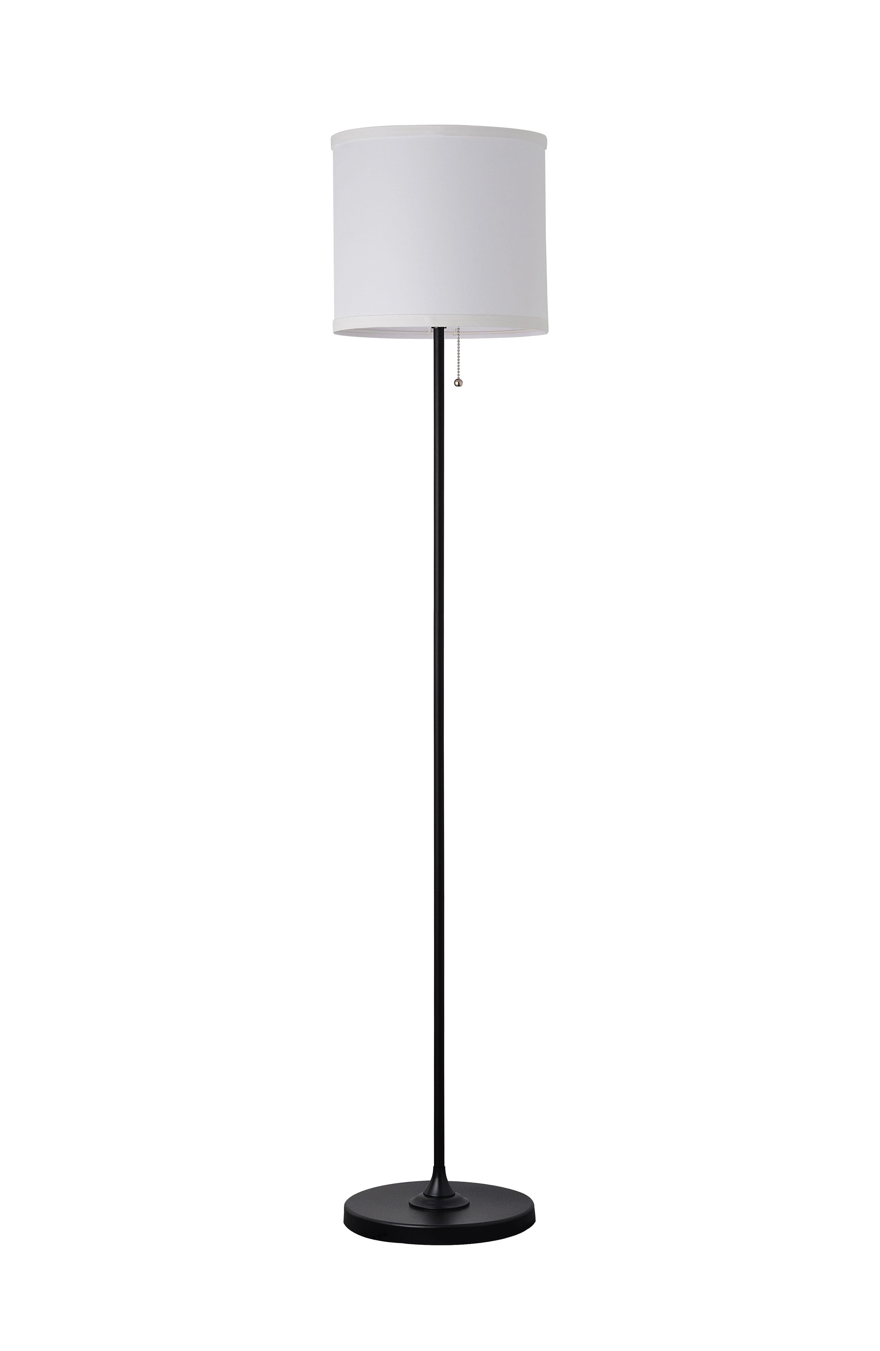 Cozylumi™ 56.5 in Floor Lamp, Black Finish with White Fabric Shade