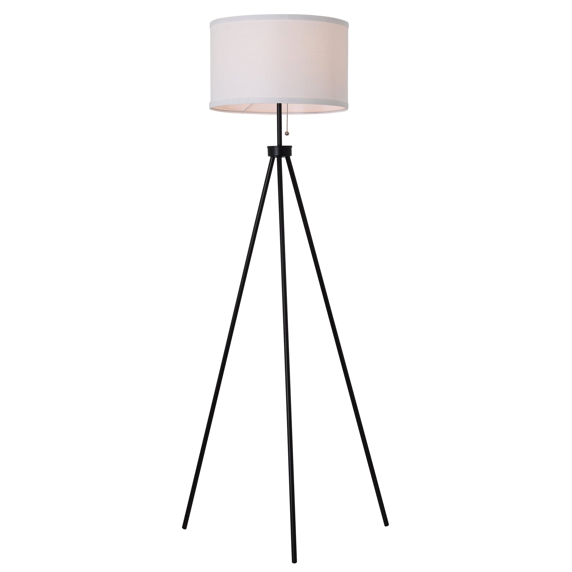 Cozylumi™ 58 in Black Metal Tripod Floor Lamp with White Drum Shade
