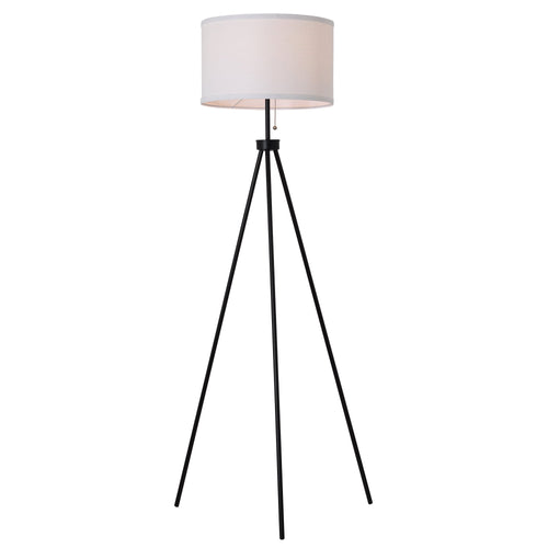 Cozylumi™ 58 in Black Metal Tripod Floor Lamp with White Drum Shade