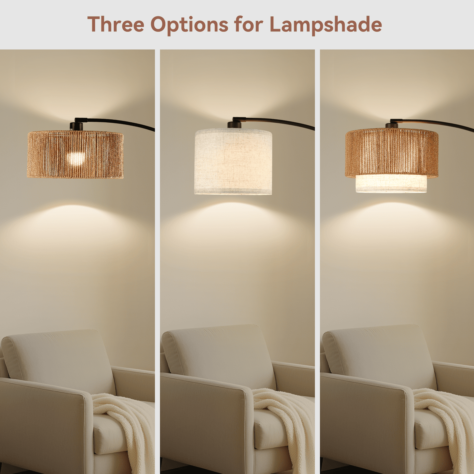 Cozylumi™ Floor Lamps for Living Room with 12W LED Bulb, Arc Floor Lamp with 3 Color