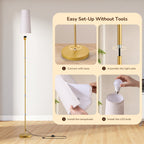 Cozylumi™ 65in Gold Floor Lamps for Living Room, Pole Lamps with Foot Switch, for