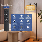 Cozylumi™ 70'' Dimmable Arc Rattan Floor Lamp Standing Lamp with Rattan & Fabric Double