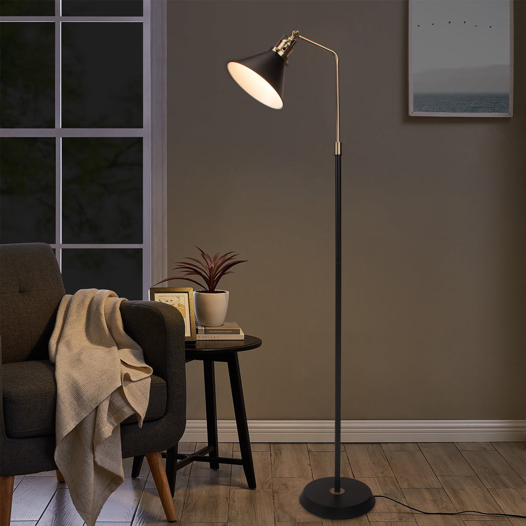Cozylumi™ HonoDing 58" Rustic Rotatable Floor Lamp, Vintage Metal Design, Black