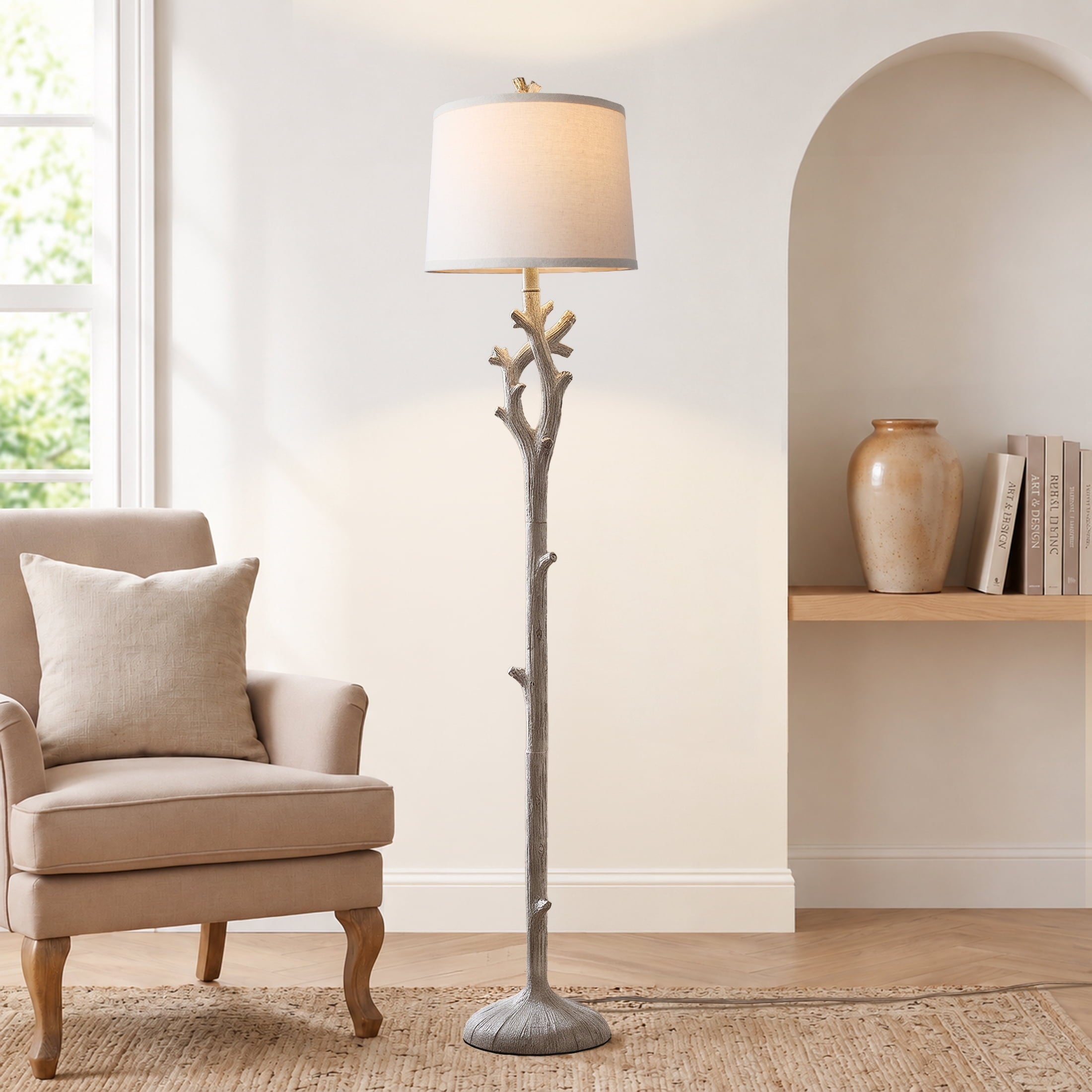 Cozylumi™ 61.5" Vintage Floor lamp for Living Room, Brown Resin Tree Trunk decoration