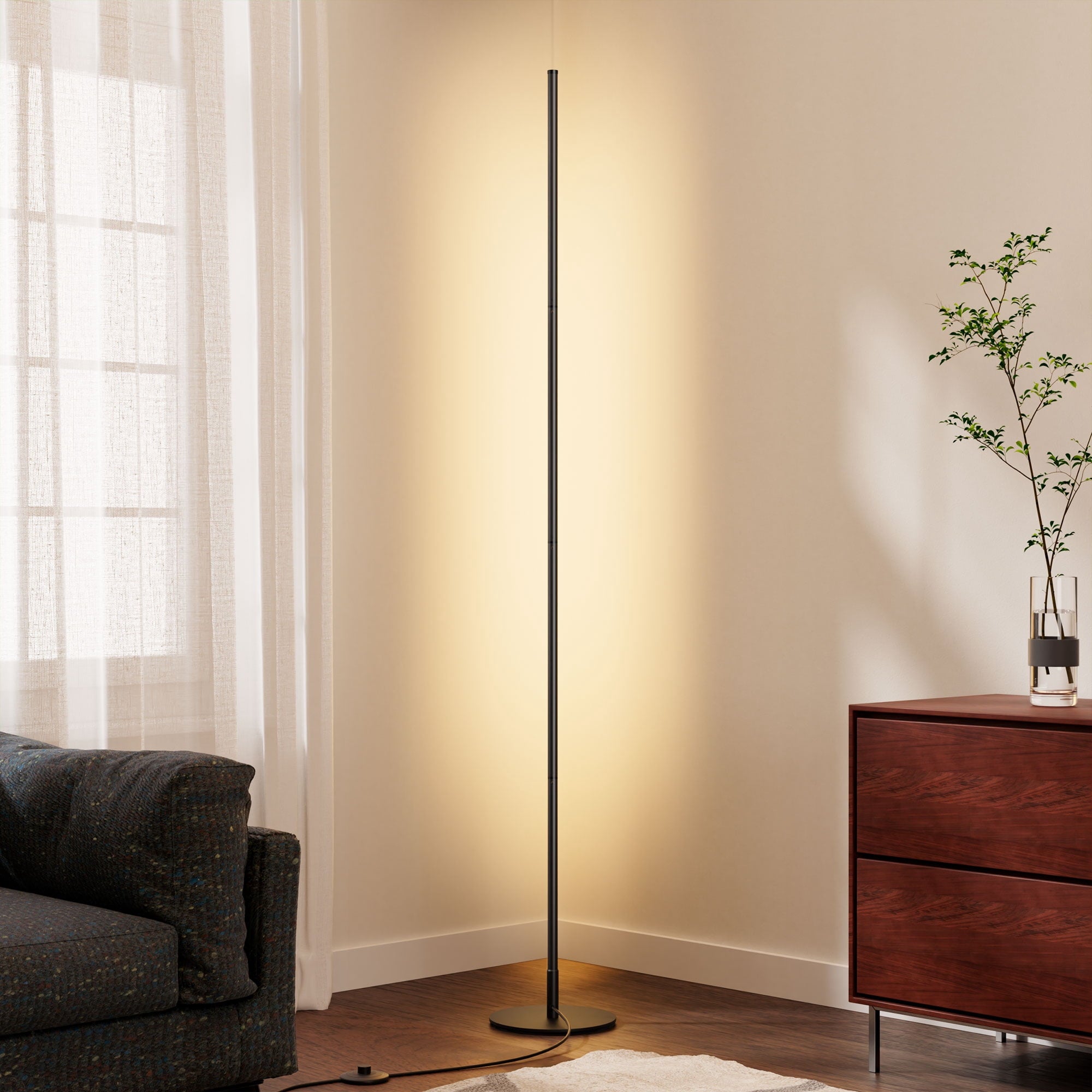 Cozylumi™ 59.8" Modern LED Corner Floor Lamp for Living Room, Minimalist Dimmable