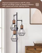 Cozylumi™ Industrial Rattan Floor Lamps for Living Room Clearance, Dimmable, Metal
