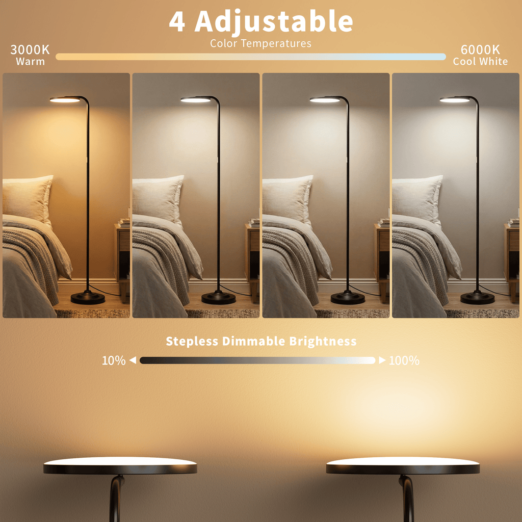 Cozylumi™ BedLuxury 36W Super Bright Floor Lamp, Stepless Dimmable Tall Standing Lamp