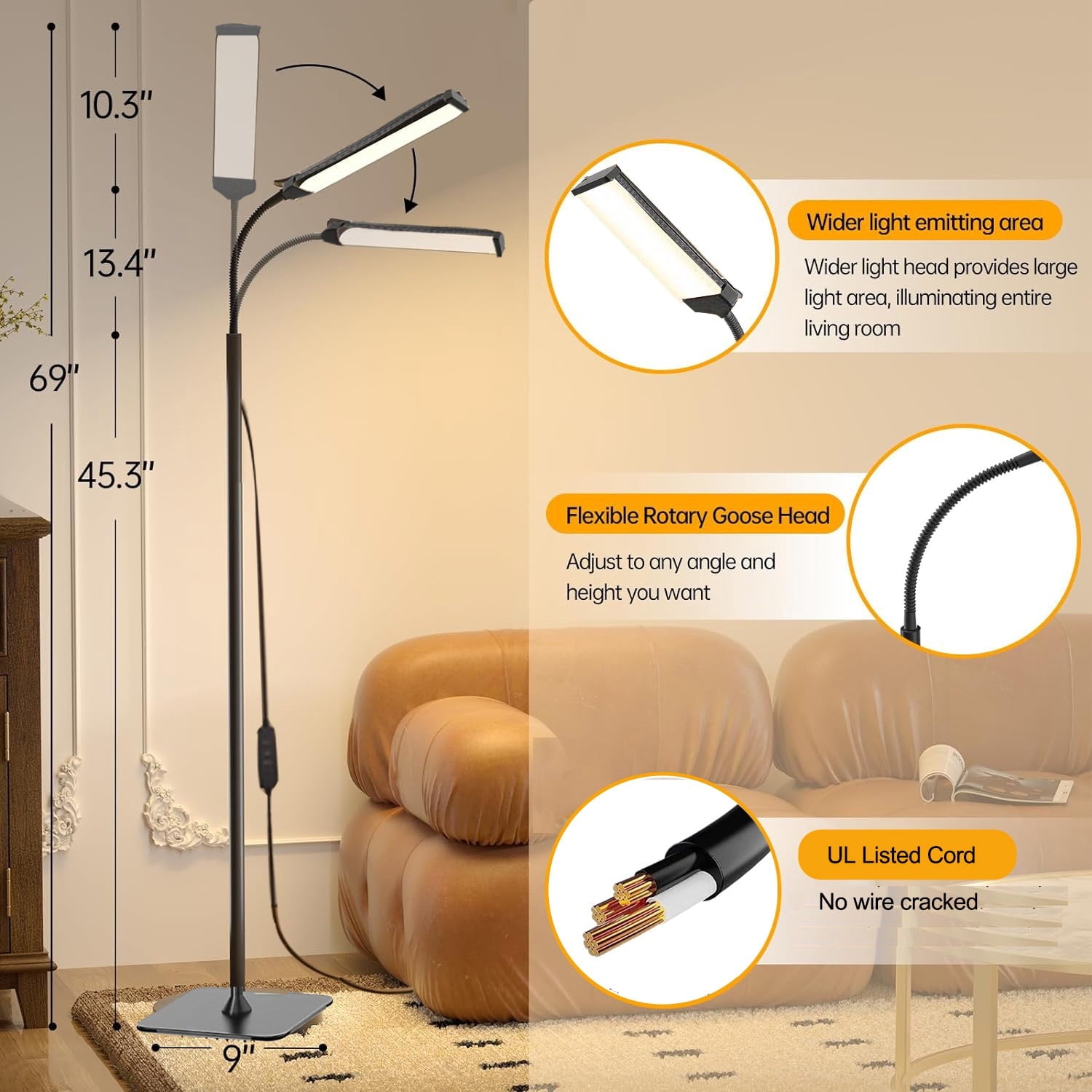 Cozylumi™ ACMETOP LED Floor Lamp for Living Room with Remote Control, Standing Lamp