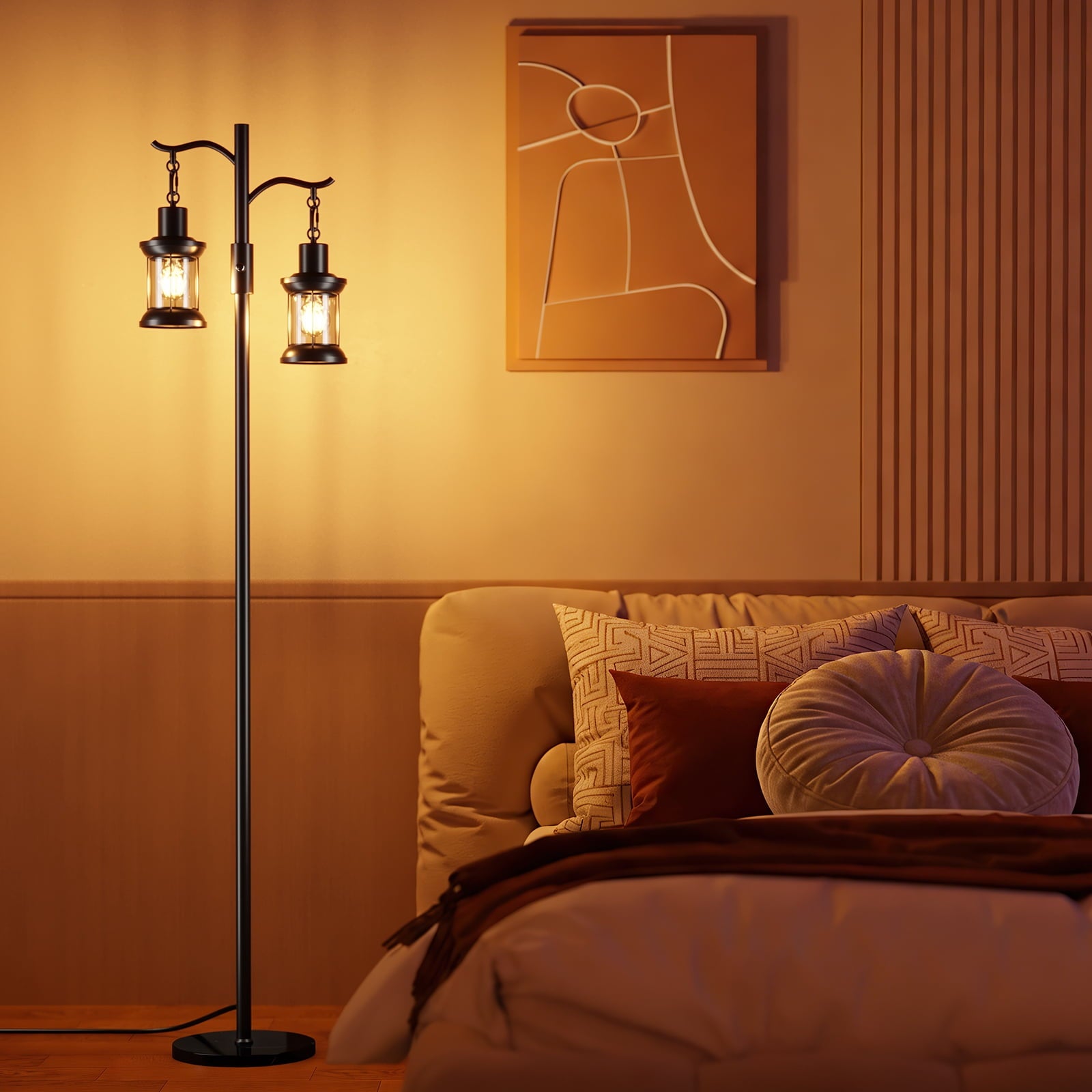 Cozylumi™ 63" Modern Floor Lamps with Stepless Dimming, 2 Light Glass Floor Lamps for