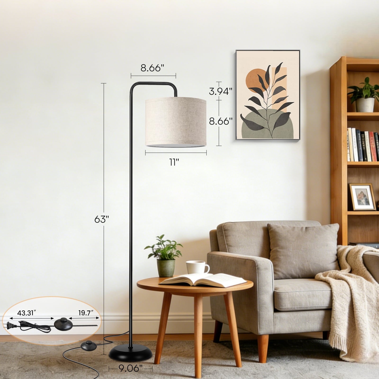 Cozylumi™ VOLIVO Floor Lamp, 63 Tall Standing Lamp with Foot Switch,3 Color
