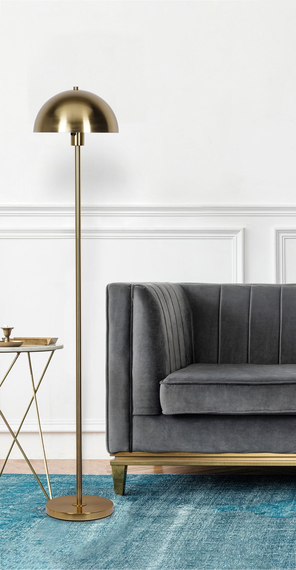 Cozylumi™ Vega 56'' Floor Lamp with Brushed Gold Metal Dome Shade Modern Floor Light