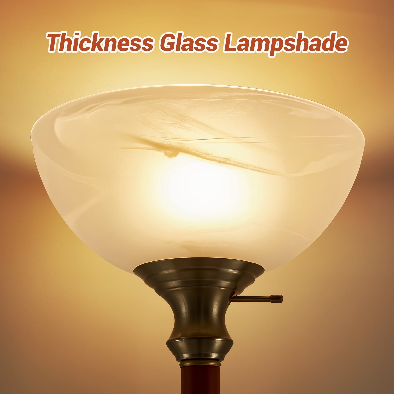 Cozylumi™ Wood Floor Lamp for Living Room - Gold Standing Lamp with Glass Shade Floor