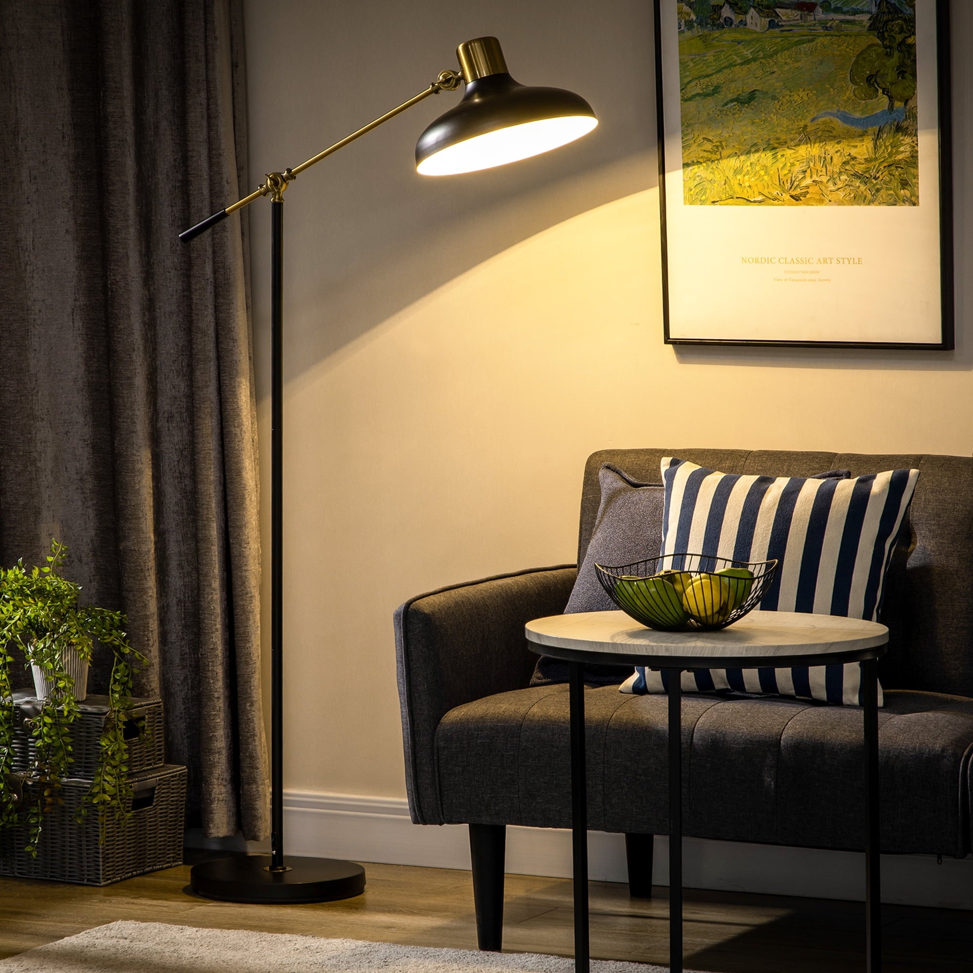 Cozylumi™ HOMCOM Adjustable Floor Lamps for Living Room, Standing Lamp for Bedroom with