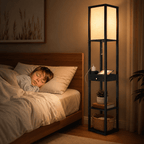 Cozylumi™ Floor Lamp with Shelves & Drawer, LED Standing Lamps with 3 Color