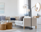 Cozylumi™ 82 in Matte Black 3-Light Arc Floor Lamp with Adjustable Shades