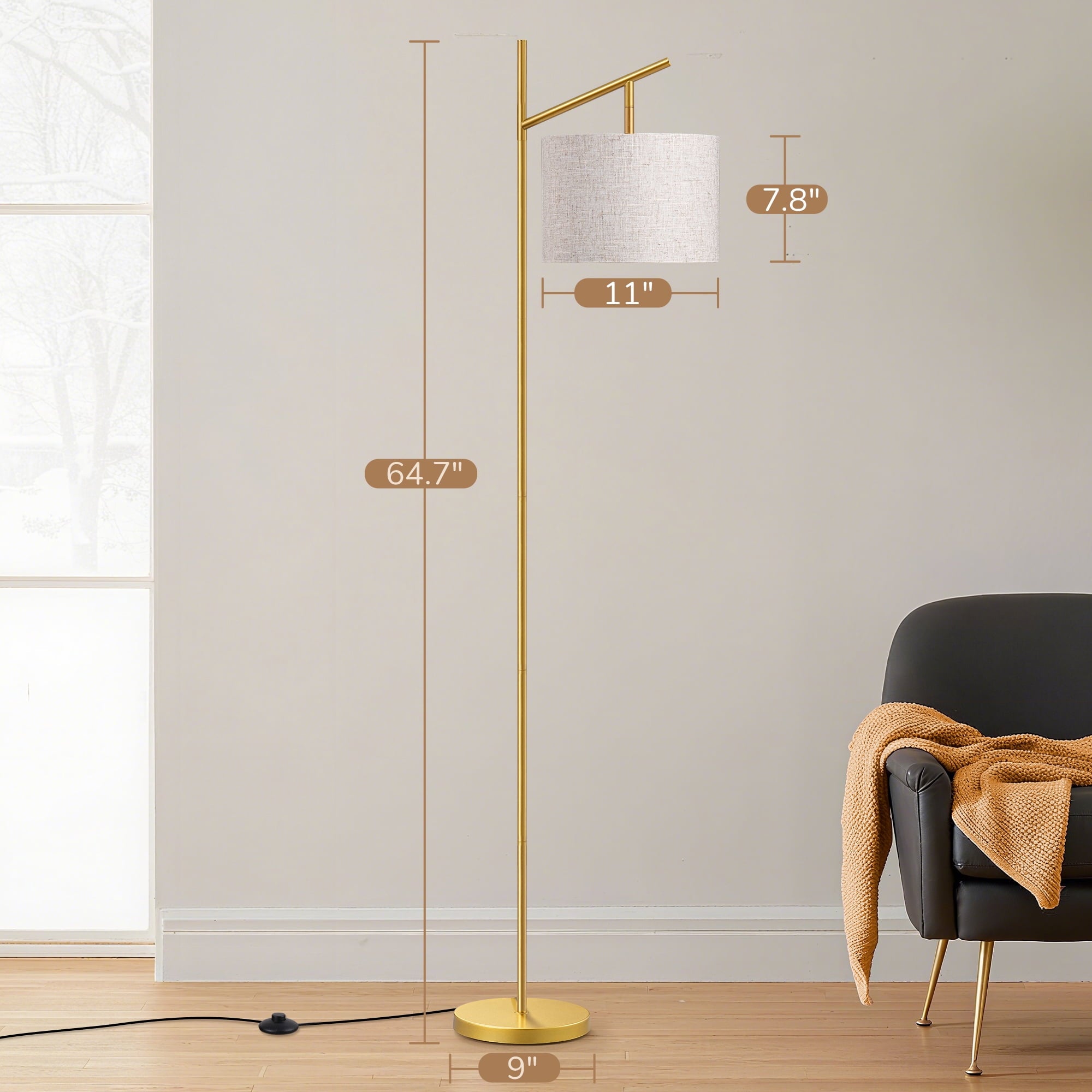 Cozylumi™ 64.7in Floor Lamps for Living Room, Metal Standing Lamp with Foot Switch for