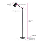 Cozylumi™ 64 in Black Architect Floor Lamp, Matte Metal Finish