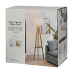 Cozylumi™ 63 in Natural Wood Tripod Floor Lamp with Pleated Shade